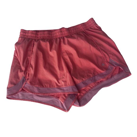Athleta Mesh Racer Run Mid Rise Shorts - Orange 1X - Picture 1 of 7